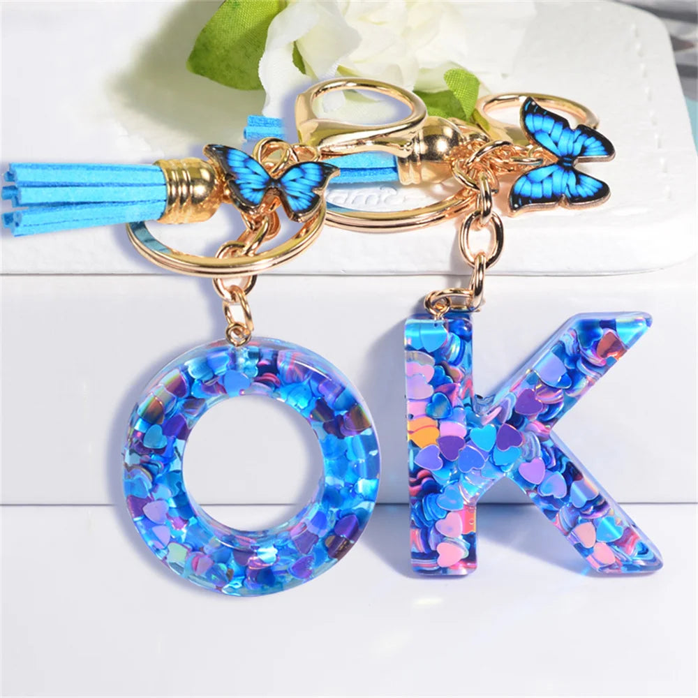 Acrylic Butterfly Letter Keychains