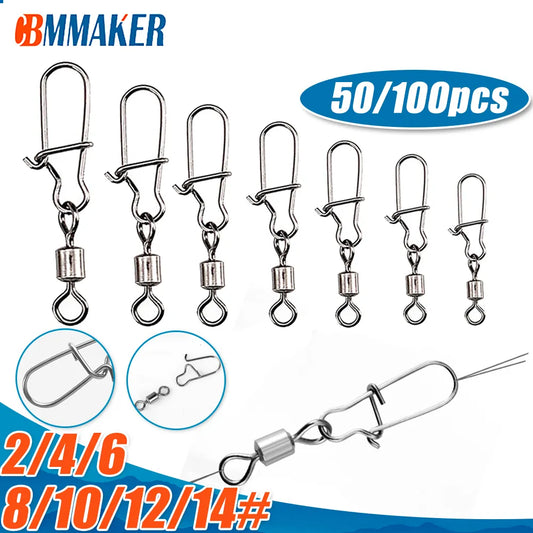 50/100pcs Fishing Connector Stainless Steel Snap