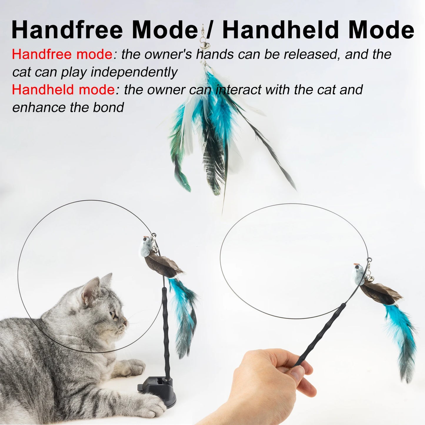 Hand free Bird/Feather Cat Wand