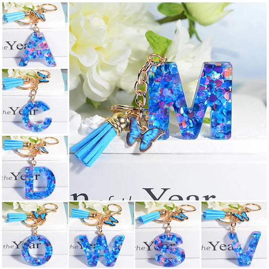 Acrylic Butterfly Letter Keychains
