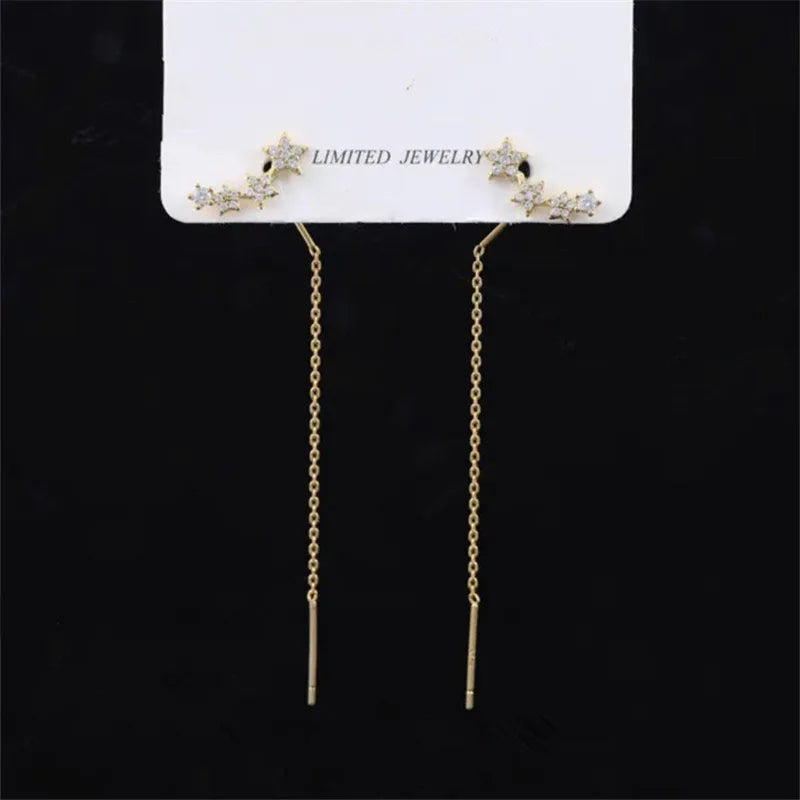 Trend Long Wire Tassel Thread Chain Earrings