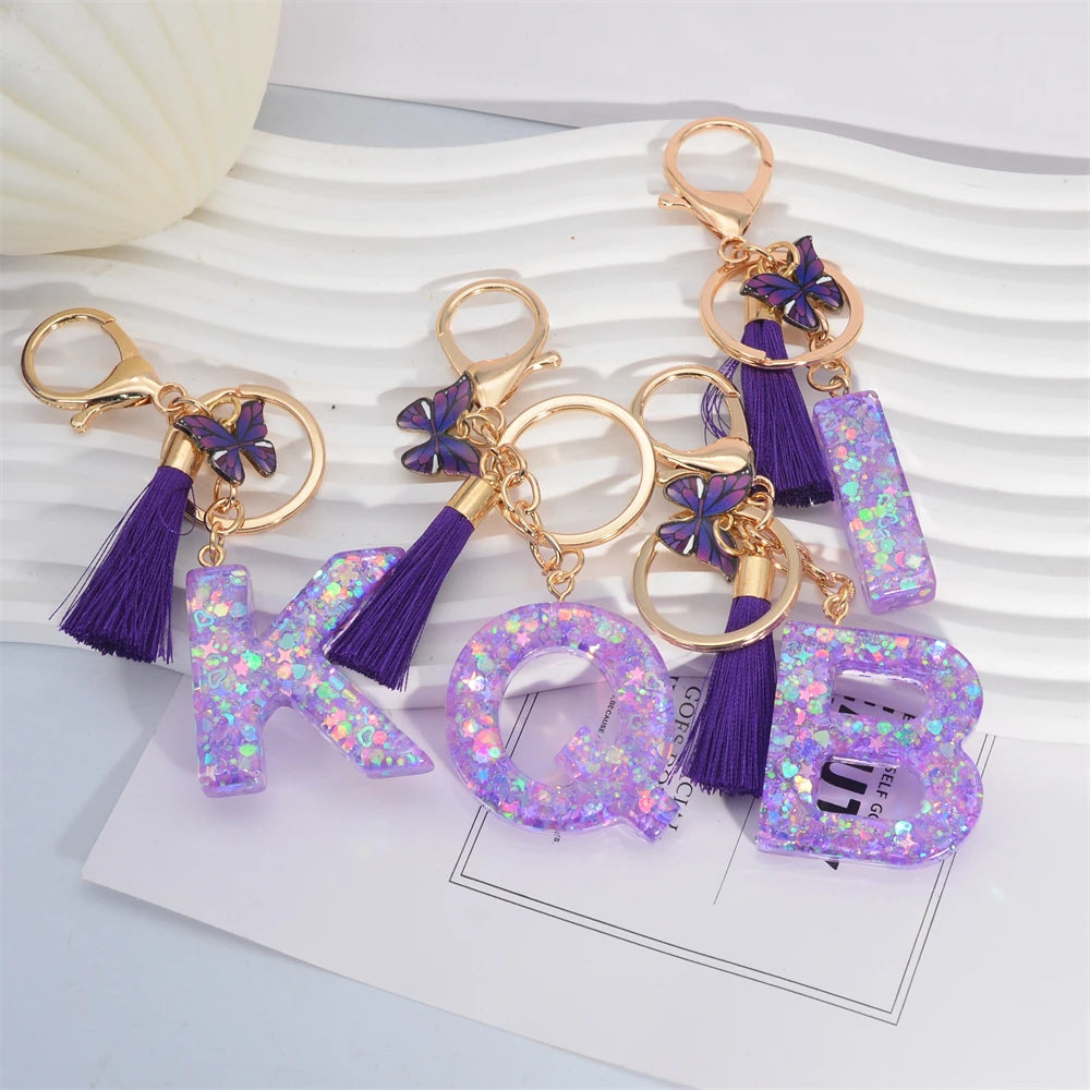 Shiny Sequin Letter Keychain