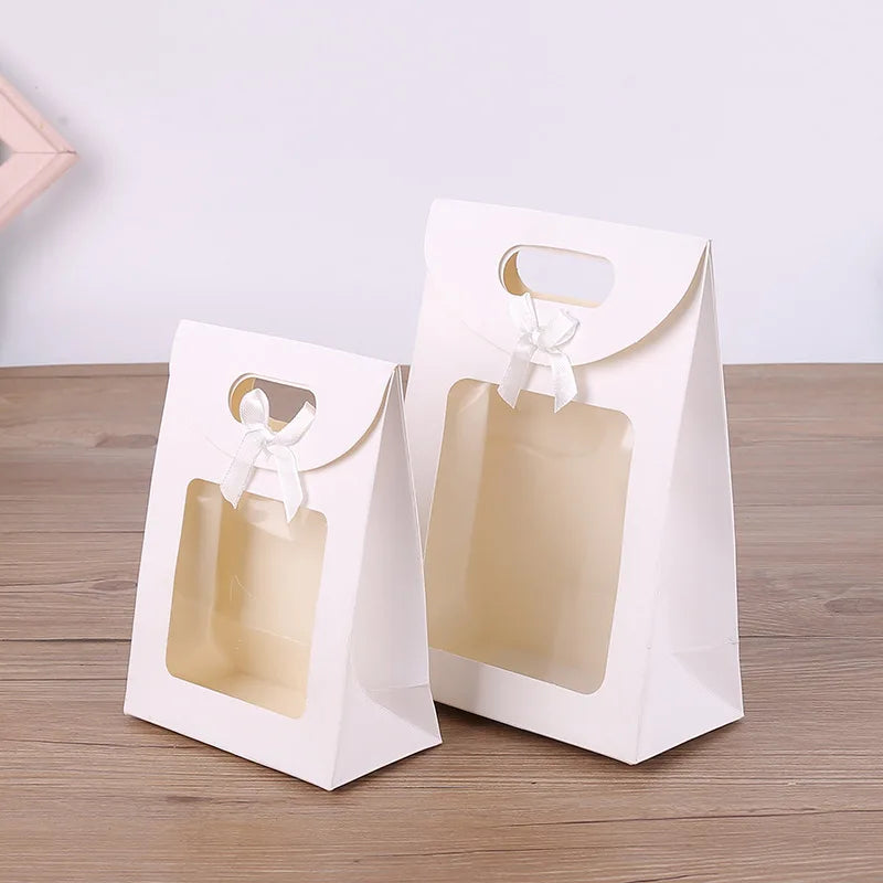 10Pcs Black/White Gift Bags with Clear Window