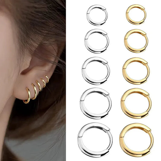 Simple Stainless Steel Small Hoop Earrings for Women