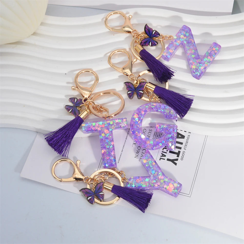 Shiny Sequin Letter Keychain