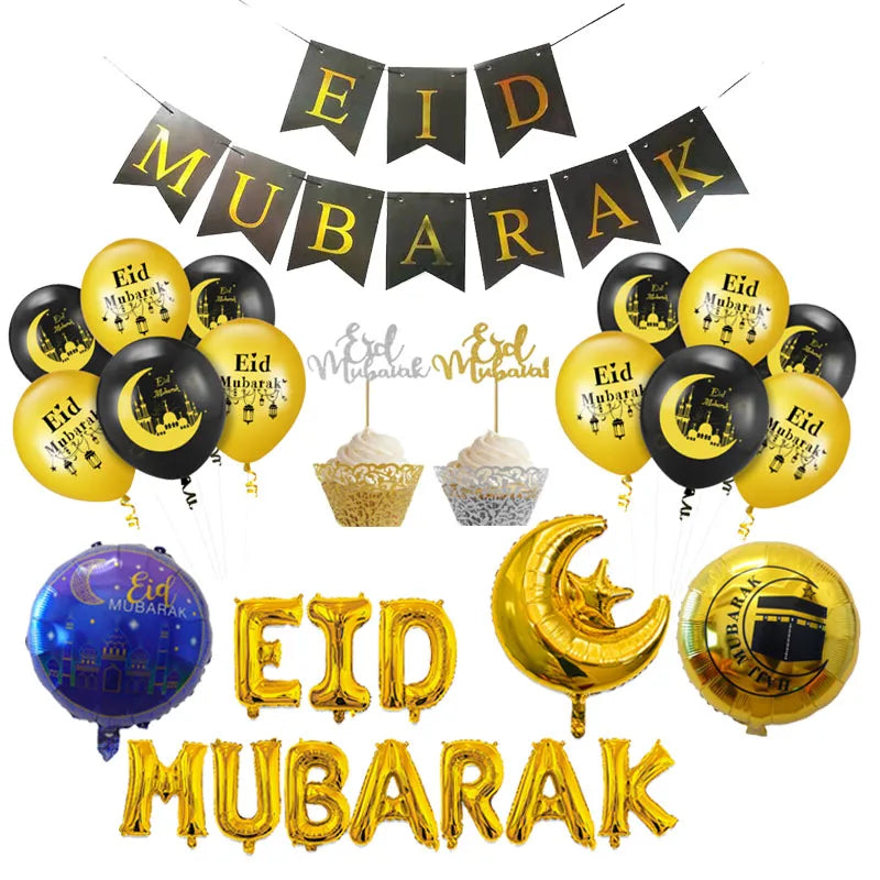 Gold Moon Star Eid Mubarak / Ramadan Kareem Balloon