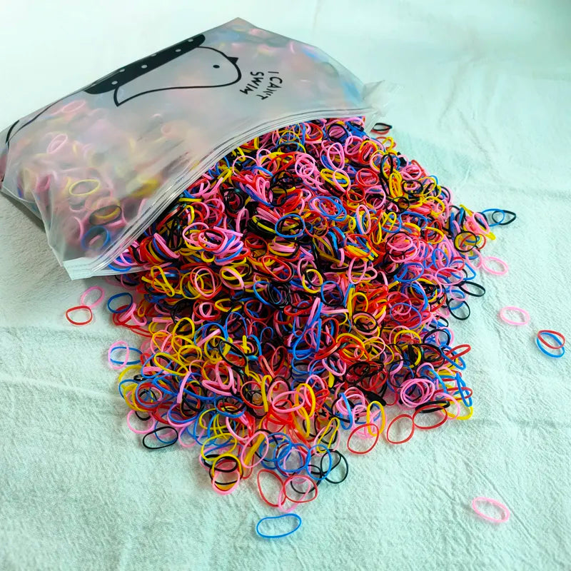 500pcs Girls Colourful Disposable Rubber Band Elastic Hair Bands