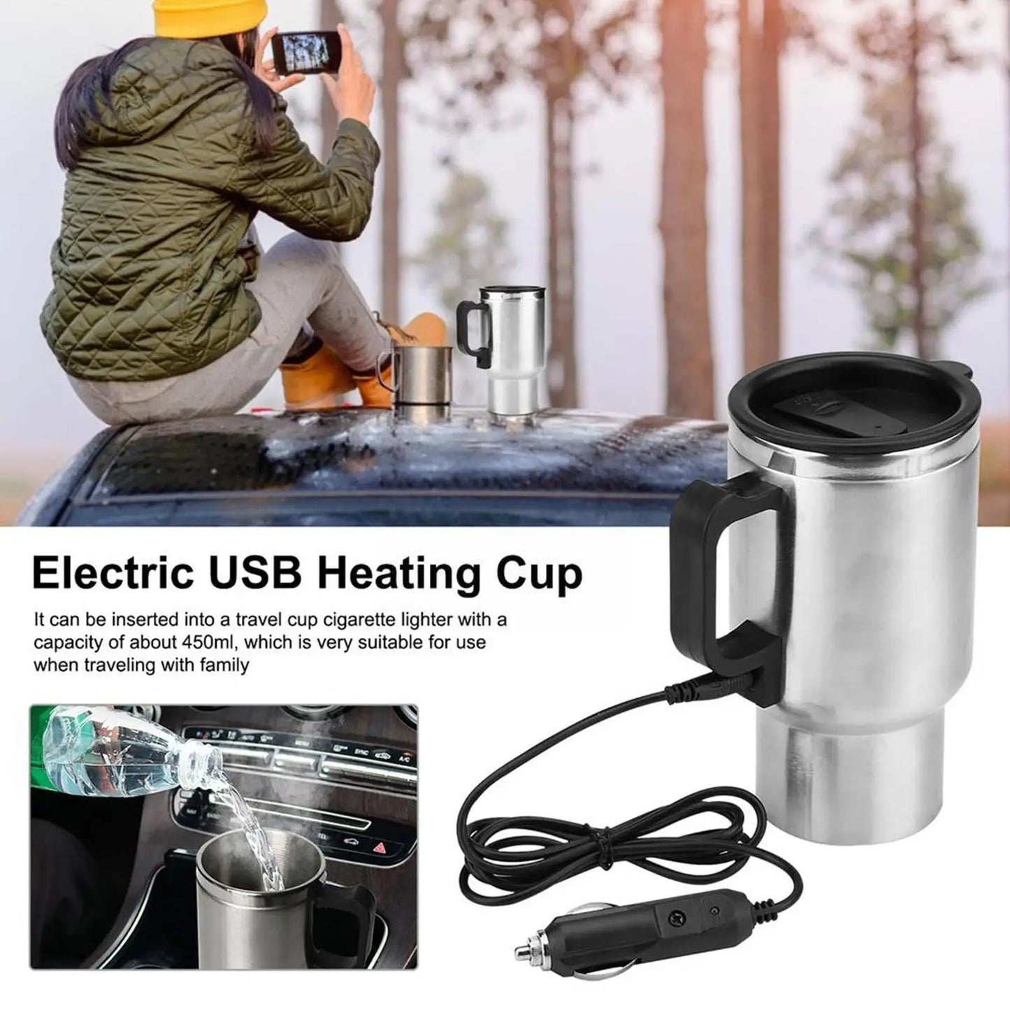 12V  USB Car Electric kettle