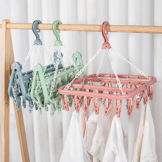 Thickened 32 Clips Folding Clothes Dryer Hanger