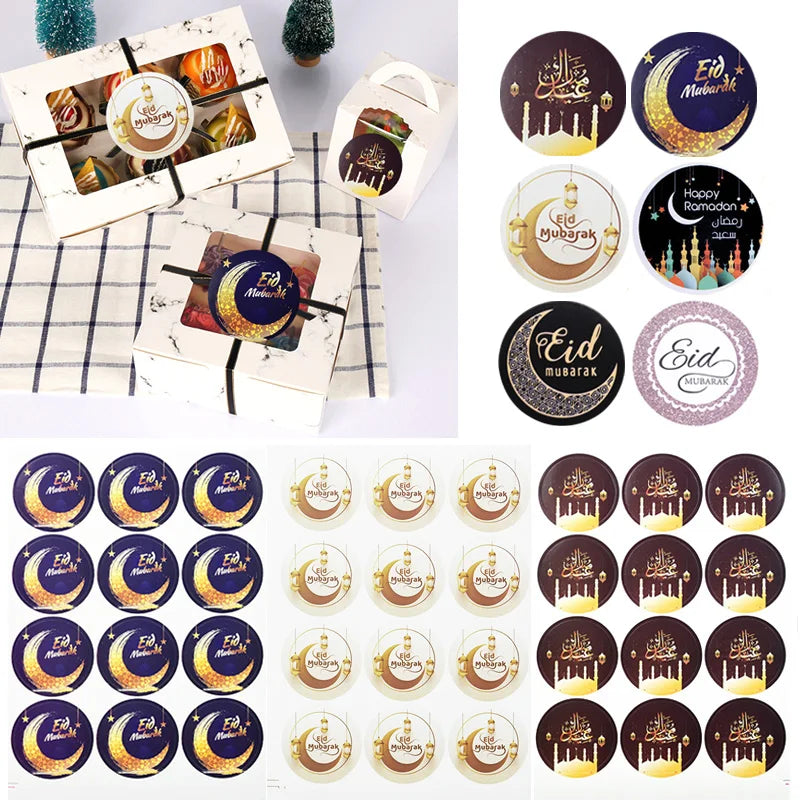 90/120pcs Eid Mubarak Paper Sticker Labels