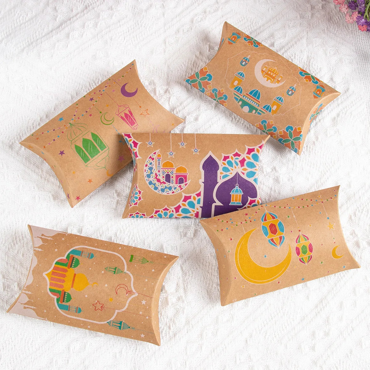 12pc Ramadan Eid  Pillow shape Gift Kraft Bag