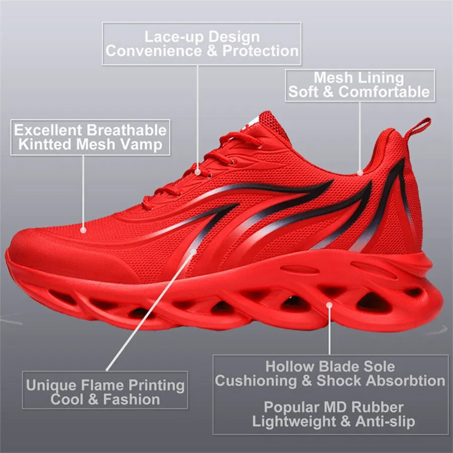 Men's Running Shoes with Knit Upper, Blade Cushioning, and Lightweight Design