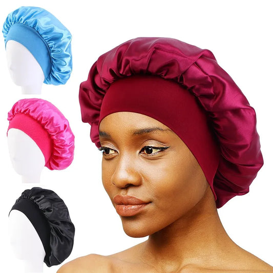 Women's Satin Solid Wide-brimmed Sleeping Hat